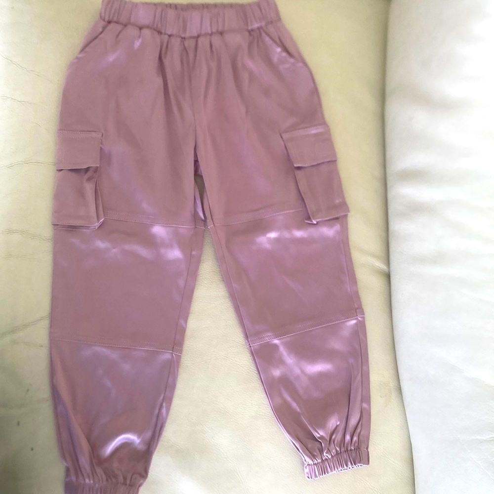 Nova Kids Pink Satin Cargo Joggers